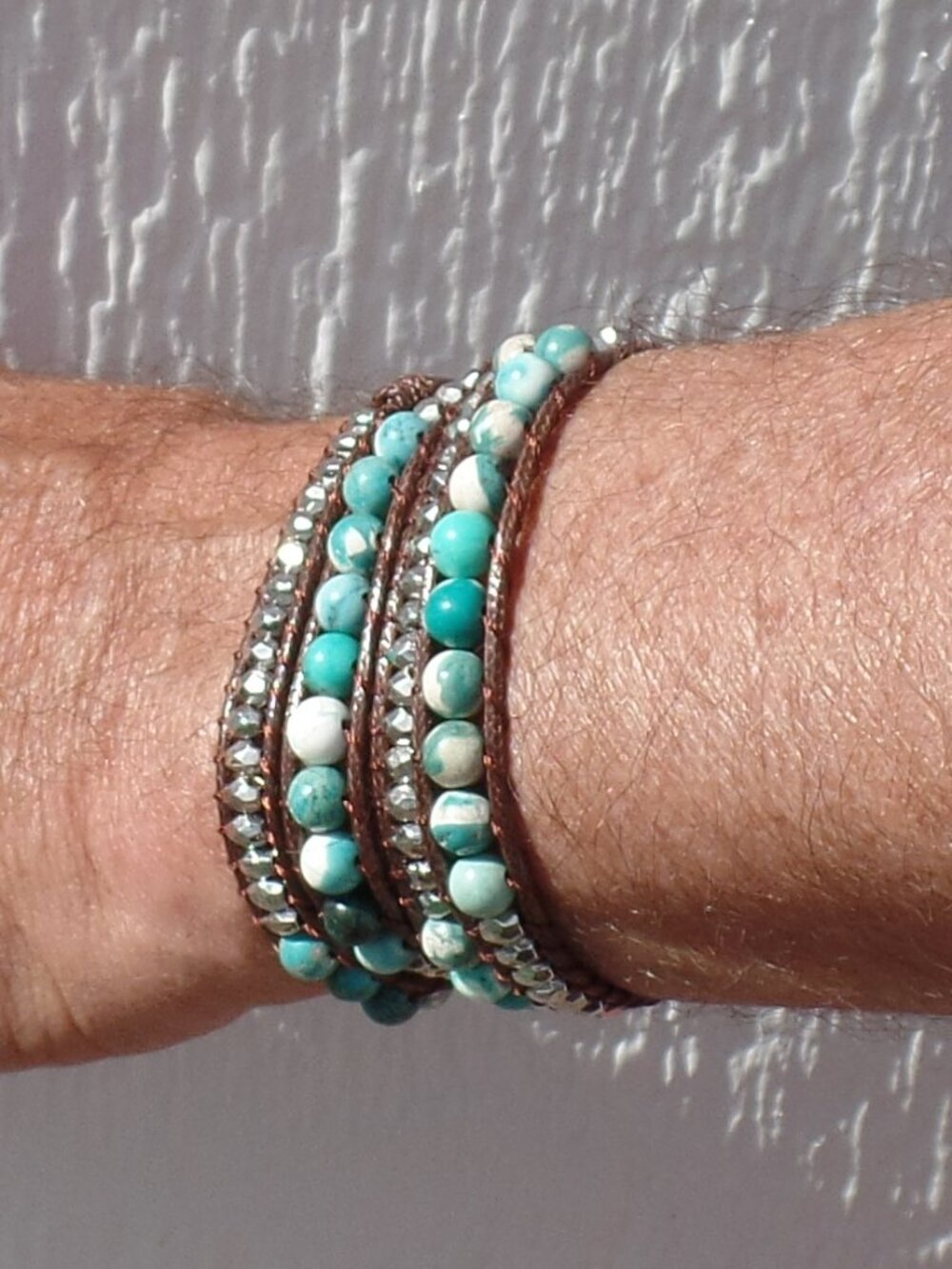 Howlite Turquoise Stone Bracelet Bead Wrap NWOT